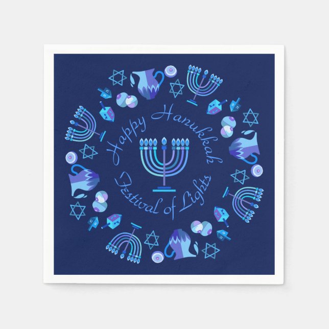 Guardanapo De Papel Hanukkiah Happy Hanukkah Holiday Menorah (Frente)