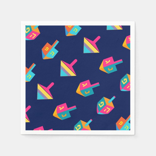 Guardanapo De Papel Hanukkiah Happy Hanukkah Jewish dreidel Menorah (Frente)