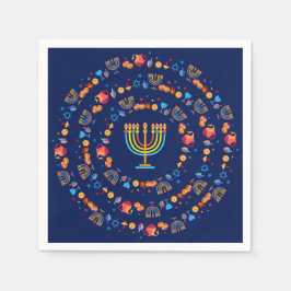 Guardanapo De Papel Hanukkiah Happy Hanukkah Jewish dreidel Menorah