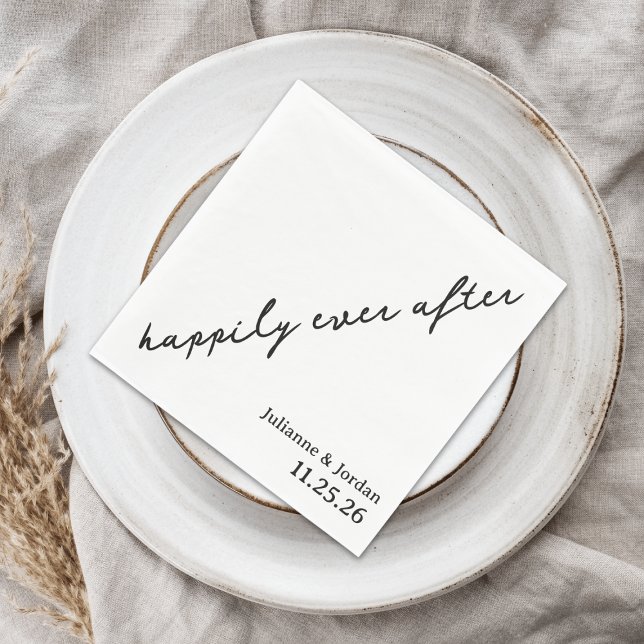 Guardanapo De Papel Happily Ever After Scribble Cursive Custom Wedding (Criador carregado)