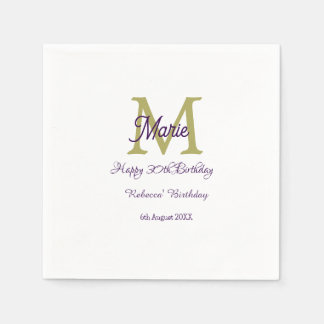 Guardanapo De Papel Happy 30th Birthday goldenadd name monogram modern