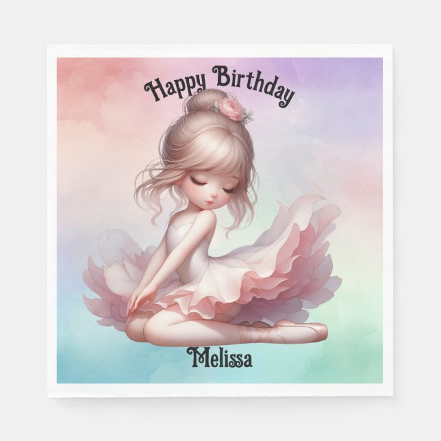 Guardanapo De Papel Happy Birthday Ballerina (Frente)