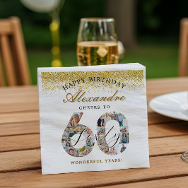 Guardanapo De Papel Happy Birthday Cheers To 60 Years Photo Collage