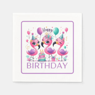 Guardanapo De Papel Happy Birthday Flamingos