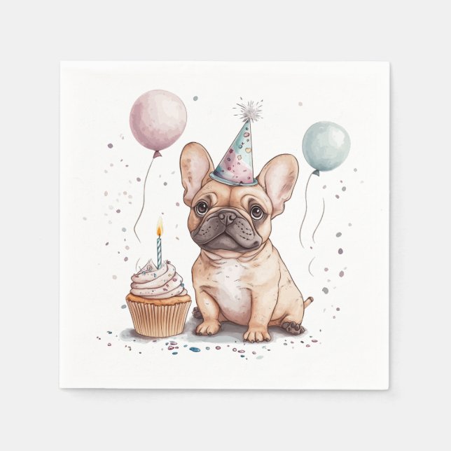 Guardanapo De Papel Happy Birthday French Bulldog (Frente)