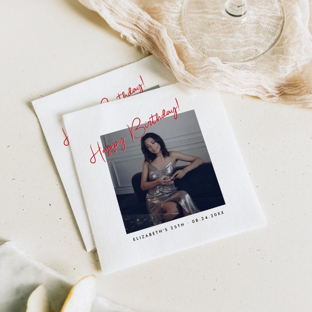 Guardanapo De Papel Happy Birthday Modern Aesthetic Script (Criador carregado)