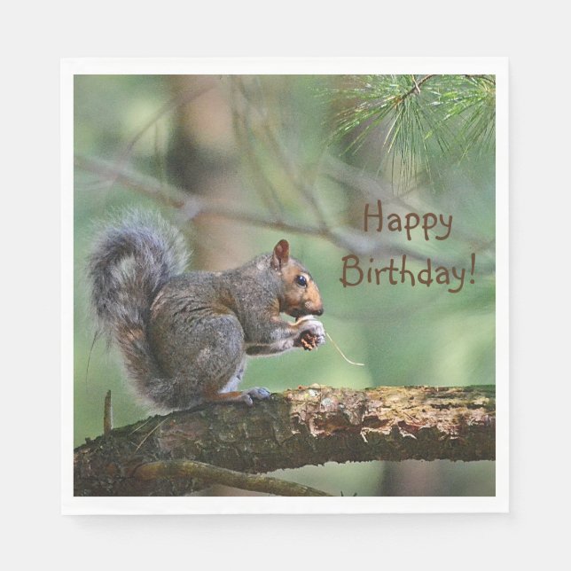 Guardanapo De Papel Happy Birthday Squirrel (Frente)