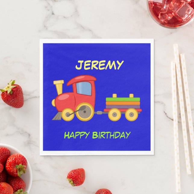 Guardanapo De Papel Happy Birthday, Toy Train, template (Insitu)