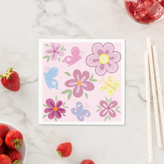 Guardanapo De Papel Happy Birthday Wild Flowers Garden Boho Pattern (Insitu)