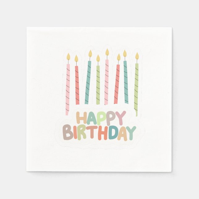 Guardanapo De Papel Happy Birthday with Candles on (Frente)