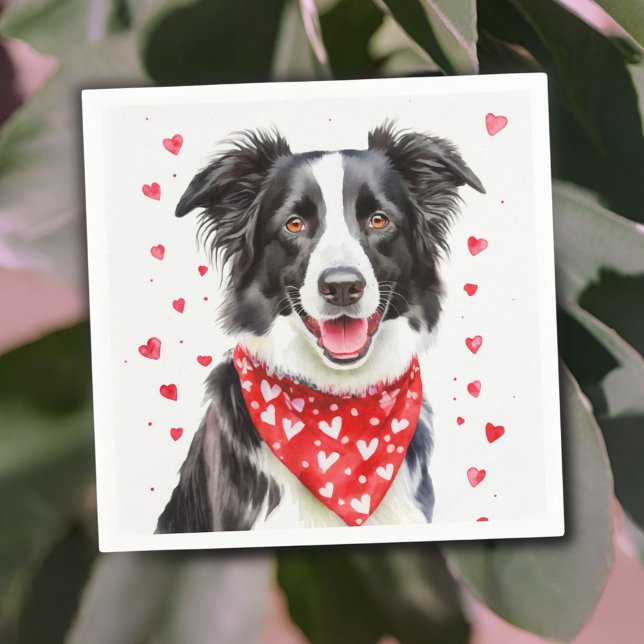 Guardanapo De Papel Happy Border Collie Read Heart Bandana (Criador carregado)
