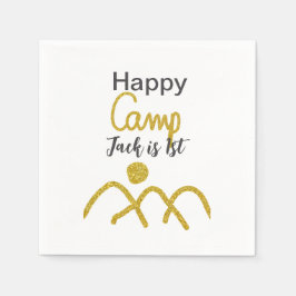 Guardanapo De Papel Happy camping camper one birthday kids golden sun