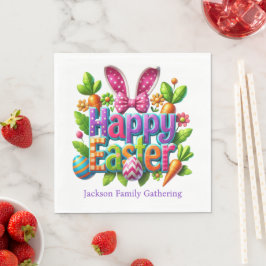 Guardanapo De Papel Happy Easter Family Gathering Colorful
