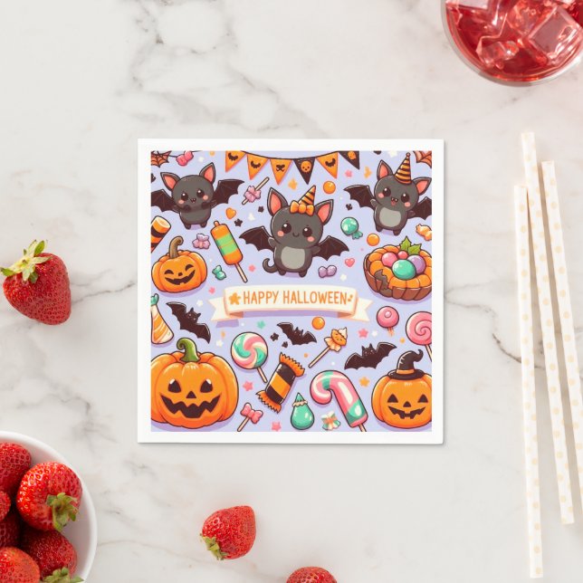Guardanapo De Papel Happy halloween cute bats candy (Insitu)