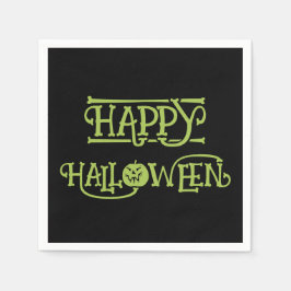 Guardanapo De Papel Happy Halloween | Spooky Black & Green Lettering