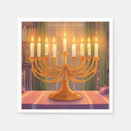 Guardanapo De Papel Happy Hanukkah Menorah Candles Oil Painting