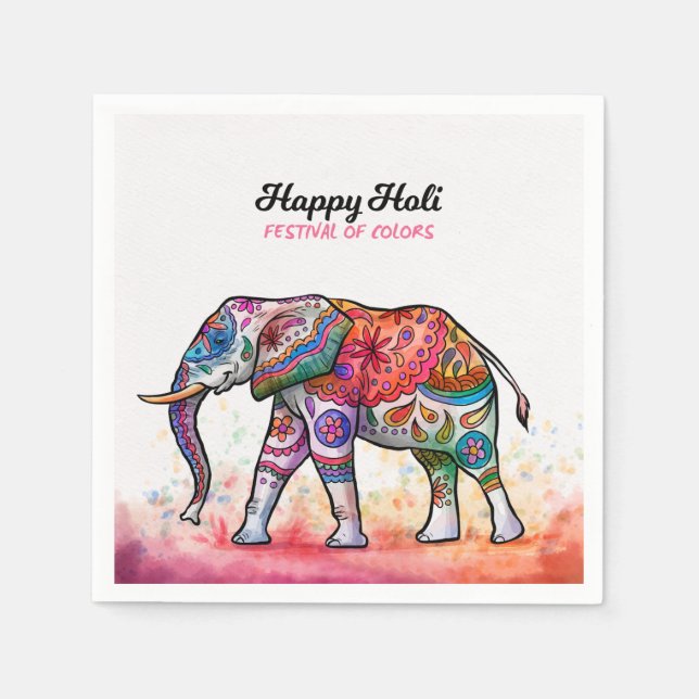 Guardanapo De Papel Happy Holi - Festival Colors (Frente)