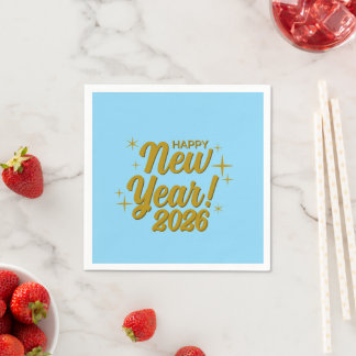 Guardanapo De Papel Happy New Year 2026 Paper Plates – Gold Sparkle