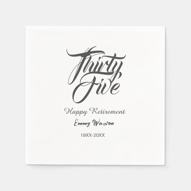 Guardanapo De Papel Happy retirement bold letter name year elegant sim (Frente)
