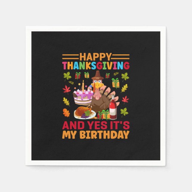 Guardanapo De Papel Happy Thanksgiving And It Is My Birthday (Frente)