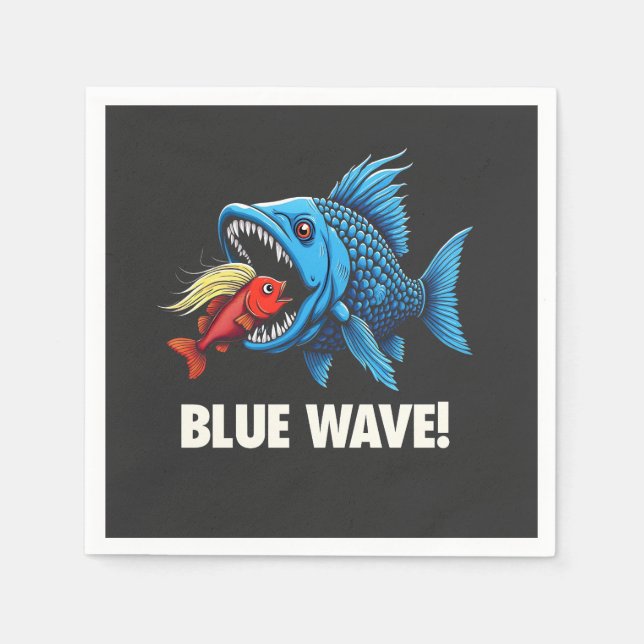 Guardanapo De Papel Harris Walz Eleito Blue Waves Democrat Fish (Frente)