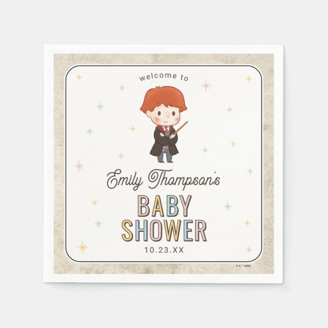 Guardanapo De Papel Harry Potter Chibi Ron Weasley Mágico Chá de Bebê (Frente)