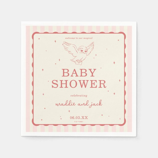 Guardanapo De Papel Harry Potter Hedwig Pink Stripe Baby Shower (Frente)