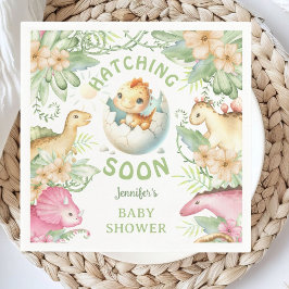 Guardanapo De Papel Hatching Soon Dinosaur Baby Shower Gender Neutral