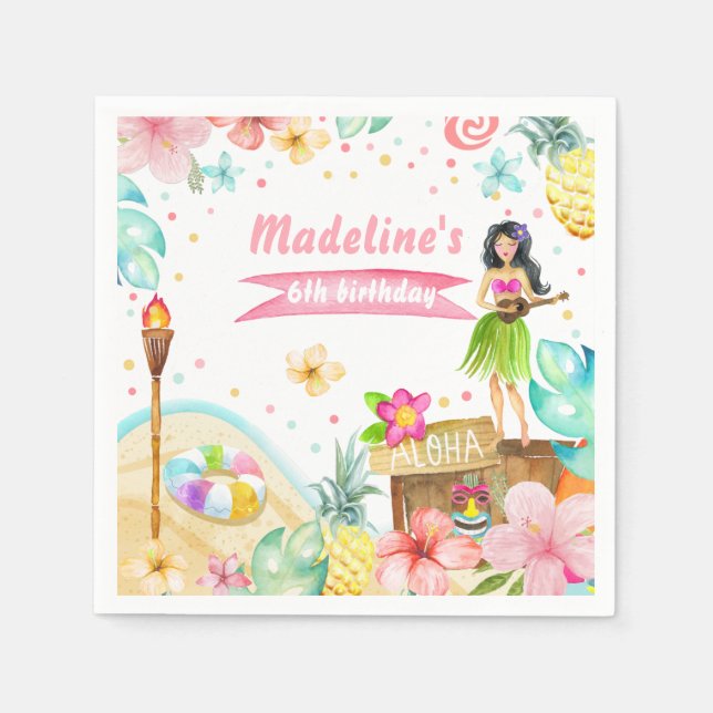 Guardanapo De Papel Havaiano Luau Birthday - Partido da Piscina Tropic (Frente)