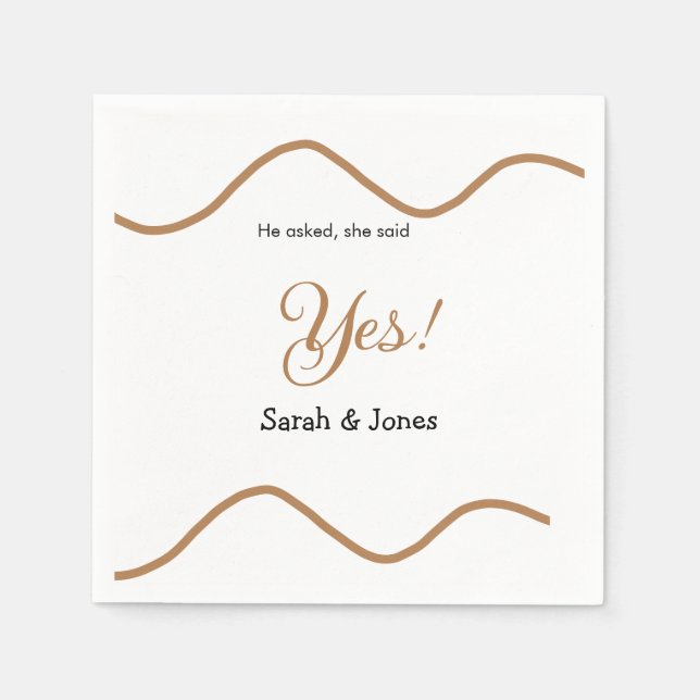 Guardanapo De Papel He asked she said yes engagement simple minimal  (Frente)