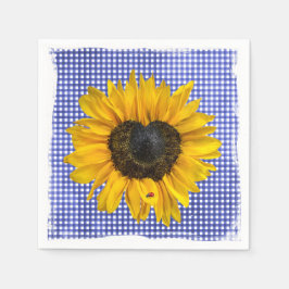 Guardanapo De Papel Heart Sunflower e Ladybug em Gingham