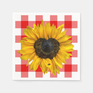 Guardanapo De Papel Heart Sunflower Ladybug na Xadrez de Buffalo