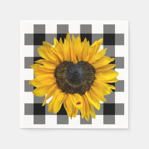 Guardanapo De Papel Heart Sunflower Ladybug na Xadrez de Buffalo