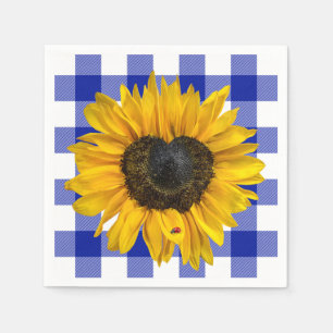 Guardanapo De Papel Heart Sunflower Ladybug na Xadrez de Buffalo  
