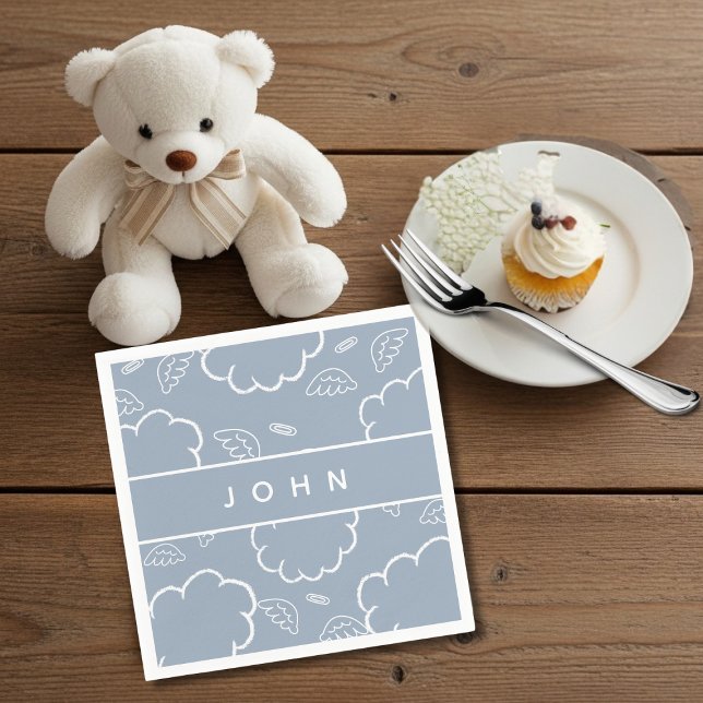 Guardanapo De Papel  HeavenlyPersonalized Name Angel Halo Cloud Blue   (HeavenlyPersonalized Name Angel Halo Cloud Blue)