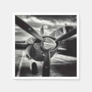 Guardanapo De Papel Hélice de avião preto e branco