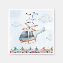 Guardanapo De Papel Helicóptero de Aquarela Azul Cidade