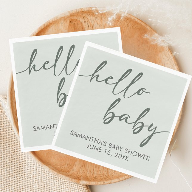 Guardanapo De Papel Hello Baby Minimalist Baby Shower (Hello Baby Baby Shower Napkin)