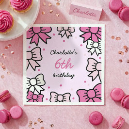 Guardanapo De Papel Hello Cutie Cartoon Pink Bow Birthday Party