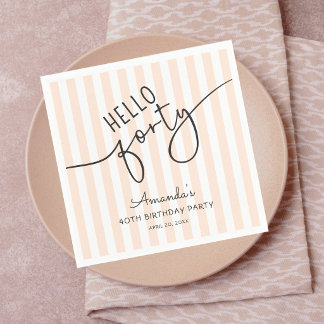 Guardanapo De Papel Hello Forty Modern Script Chic 40th Birthday Party