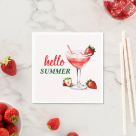 Guardanapo De Papel Hello Summer | Strawberry Cocktail Paper Napkins