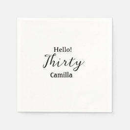 Guardanapo De Papel Hello thirty birthday name simple minimal elegant 