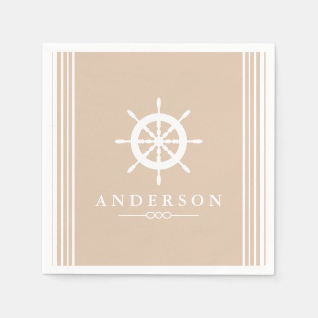 Guardanapo De Papel Helm & Taupe para Navios Brancos (Frente)