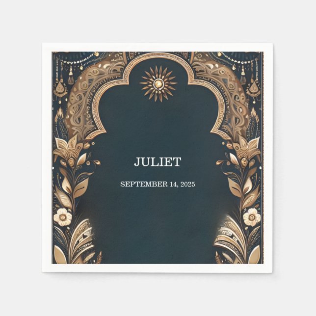 Guardanapo De Papel Hena Hindi Mehndi Estilo Indiano Chuveiro de Noiva (Frente)