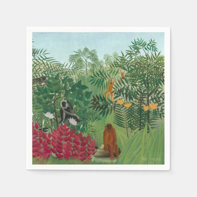 Guardanapo De Papel Henri Rousseau - Floresta Tropical com Macacos (Frente)