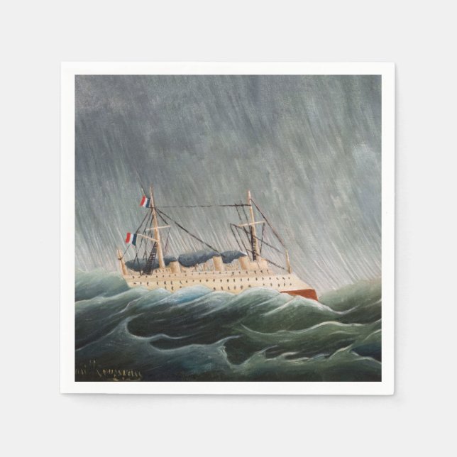 Guardanapo De Papel Henri Rousseau - O Navio na Tempestade (Frente)