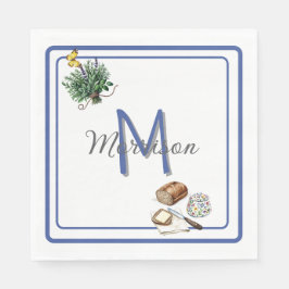 Guardanapo De Papel Herbos de Aquarela e Farmhouse Azul Personalizado