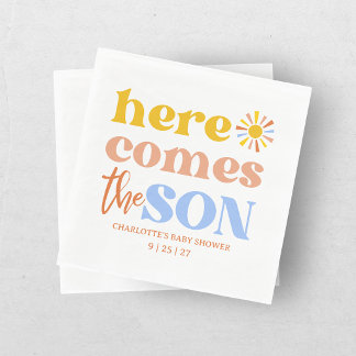 Guardanapo De Papel Here Comes The Son Boy Baby Shower