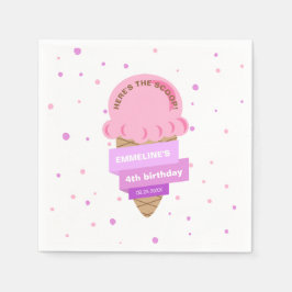 Guardanapo De Papel Here's The Scoop Ice Cream Sweet Pink Birthday