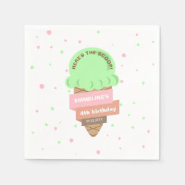 Guardanapo De Papel Here's The Scoop Mint Ice Cream Sweet Birthday